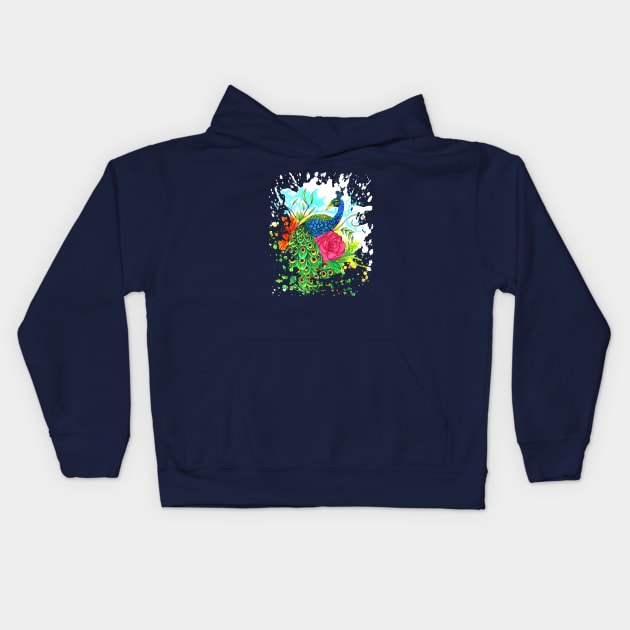 Peacock Kids Hoodie by adamzworld